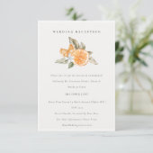 Minimale Oranje Botanische Boho Wedding Reception Informatiekaartje (Staand voorkant)