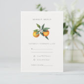 Minimale Oranje Botanische Boho Wedding RSVP Informatiekaartje (Staand voorkant)