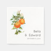 Minimale Oranje Botanische Boho Wedding Servet (Voorkant)