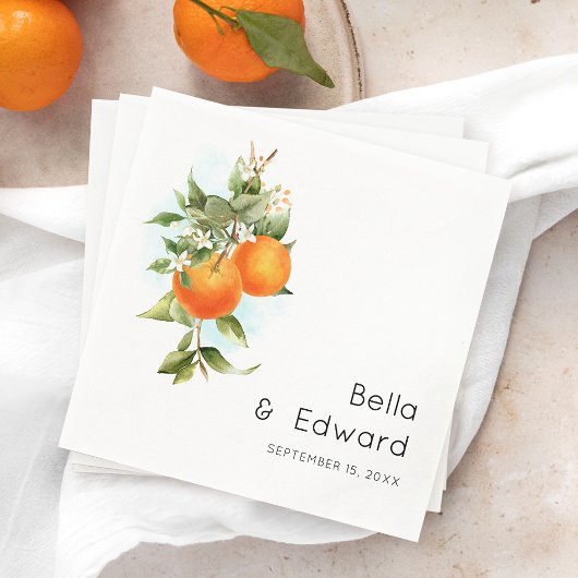 Minimale Oranje Botanische Boho Wedding Servet