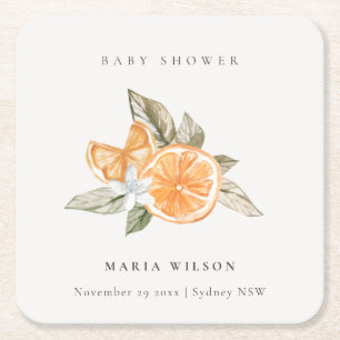 Minimale Oranje botanische Leafy Boho Baby shower Kartonnen Onderzetters