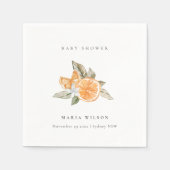 Minimale Oranje botanische Leafy Boho Baby shower Servet (Voorkant)