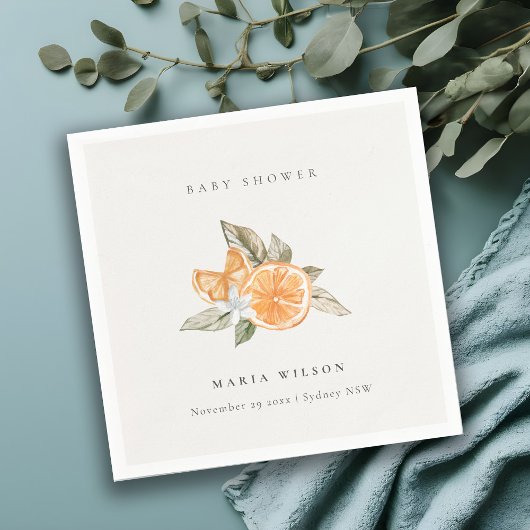 Minimale Oranje botanische Leafy Boho Baby shower Servet