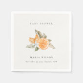 Minimale Oranje botanische Leafy Boho Baby shower Servet (Voorkant)