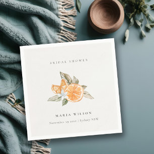 Minimale Oranje botanische Leafy Boho Vrijgezellen Servet