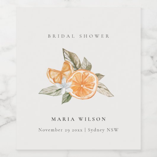 Minimale Oranje botanische Leafy Boho Vrijgezellen Wijn Etiket (Enkel label)