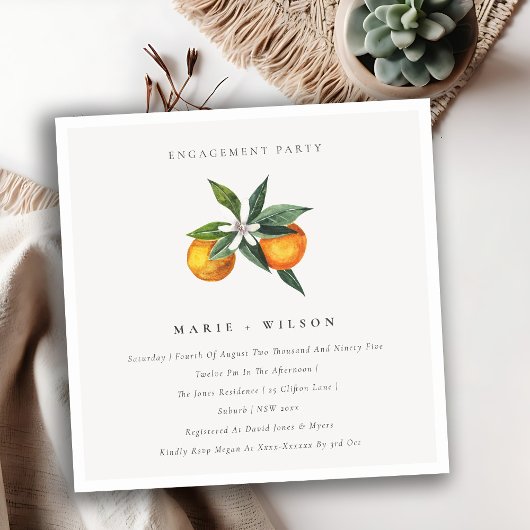 Minimale Oranje botanische Verloving Boho Bedankkaart