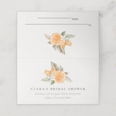 Minimale oranje botanische waterverf bruidsdouche  plaatskaartje (Buitenkant ongevouwen)