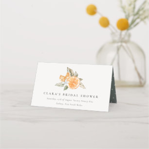 Minimale oranje botanische waterverf bruidssalon plaatskaartje