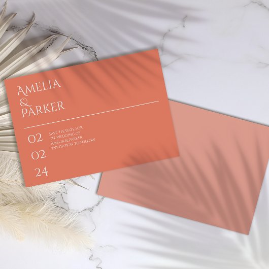 Minimale Oranje bruiloft bespaart de datum Save The Date