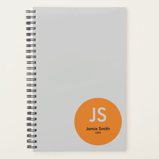 Minimale Oranje Dot Initialen Grijs Afspraak Planner (Voorkant)