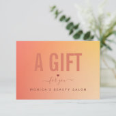 Minimale Oranje gradiënt Beauty Salon Spa Makeup (Staand voorkant)