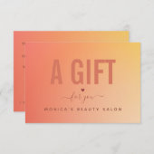 Minimale Oranje gradiënt Beauty Salon Spa Makeup (Voorkant / Achterkant)