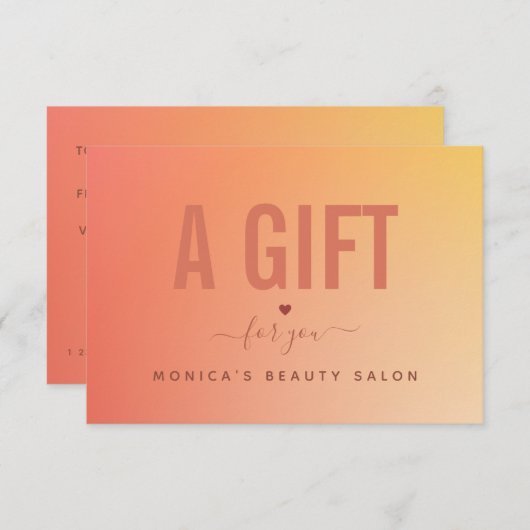 Minimale Oranje gradiënt Beauty Salon Spa Makeup (Voorkant / Achterkant)