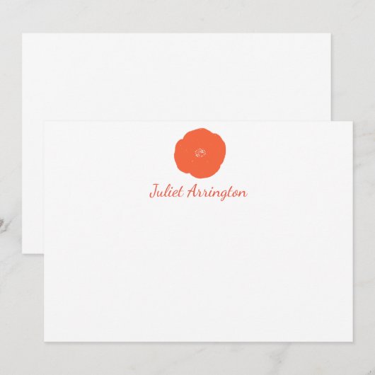 Minimale Oranje Naam van het Monogram van het Manu Notitiekaartje (Voorkant / Achterkant)