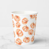 Minimale Oranje Pompoen Waterverf Halloween Herfst Papieren Bekers (Links)