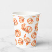 Minimale Oranje Pompoen Waterverf Halloween Herfst Papieren Bekers (Rechts)