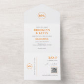 Minimale Oranje QR-code voor budgetten | FOTO All In One Uitnodiging (Binnen)