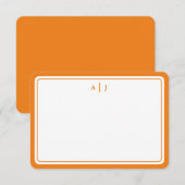 Minimale Oranje rondgrens voor Monogram Notitiekaartje (Voorkant / Achterkant)