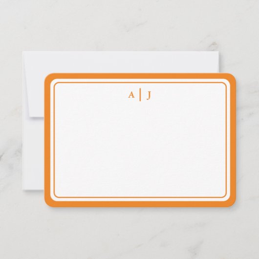 Minimale Oranje rondgrens voor Monogram Notitiekaartje (Voorkant)
