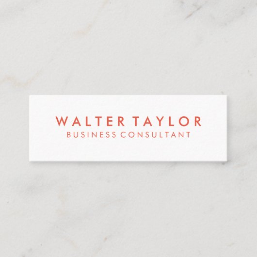 Minimale Oranje tekst Mini Visitekaartje (Voorkant)