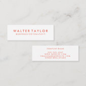 Minimale Oranje tekst Mini Visitekaartje (Voorkant / Achterkant)