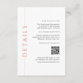 Minimale Oranje trouwdetails QR-code invoegen Informatiekaartje