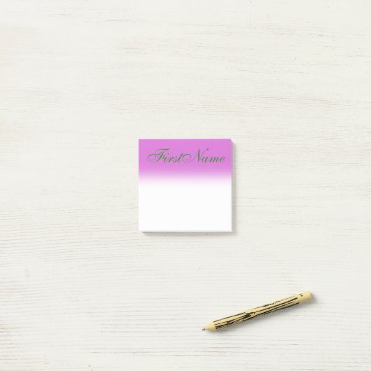 Minimale Orchid Background + Forest Green Name Post-it® Notes (Op bureau)