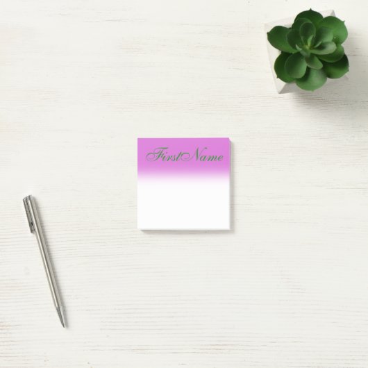 Minimale Orchid Background + Forest Green Name Post-it® Notes (Kantoor)