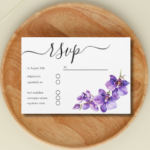 minimale Orchidee bloemenscript bruiloft RSVP Kaartje