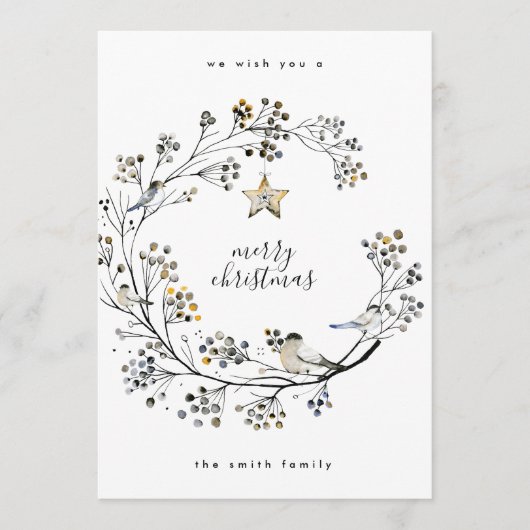 Minimale organische kerstfeestfoto feestdagenkaart (Voorkant)