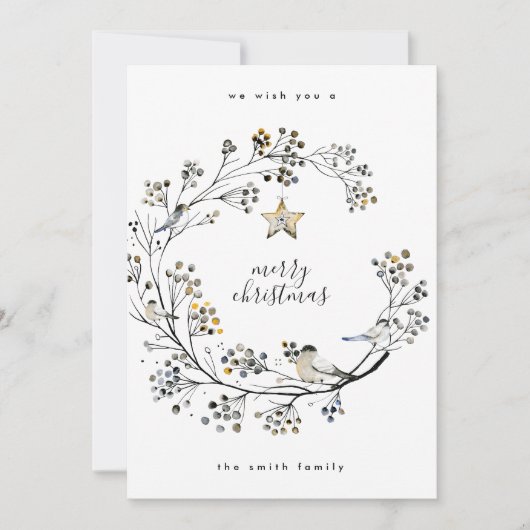 Minimale organische kerstfeestfoto feestdagenkaart (Voorkant)