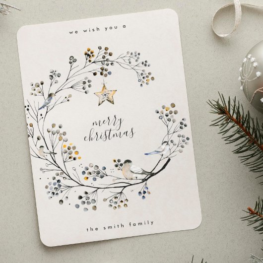 Minimale organische kerstfeestfoto feestdagenkaart