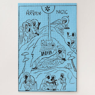 Minimale orthodoxe kerststal legpuzzel