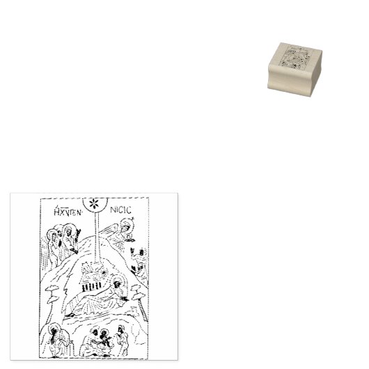 Minimale orthodoxe kerststal rubberstempel (Gestempeld)