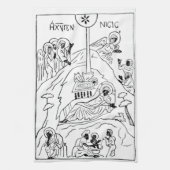 Minimale orthodoxe kerststal theedoek (Verticaal)