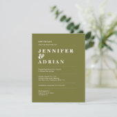 Minimale Oude Mosgroene Trouw Save The Date (Staand voorkant)