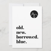 Minimale oude, nieuwe, geleende blauwe, moderne, o save the date (Voorkant)
