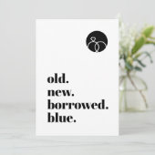 Minimale oude, nieuwe, geleende blauwe, moderne, o save the date (Staand voorkant)