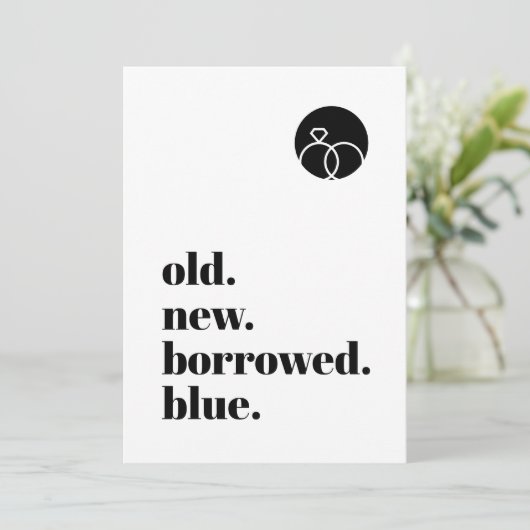 Minimale oude, nieuwe, geleende blauwe, moderne, o save the date (Staand voorkant)