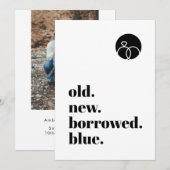 Minimale oude, nieuwe, geleende blauwe, moderne, o save the date (Voorkant / Achterkant)