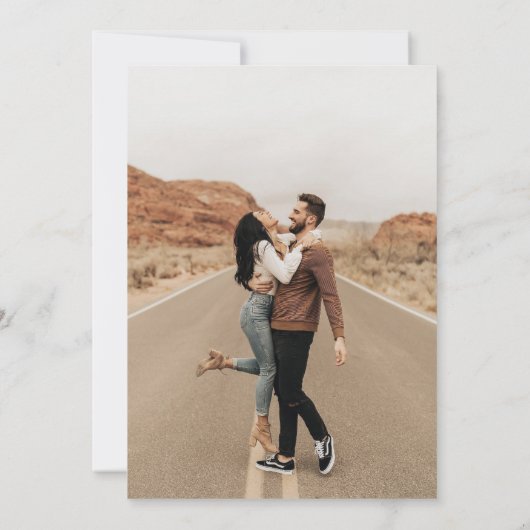 Minimale ovale save the date trouwfoto kaart (Achterkant)
