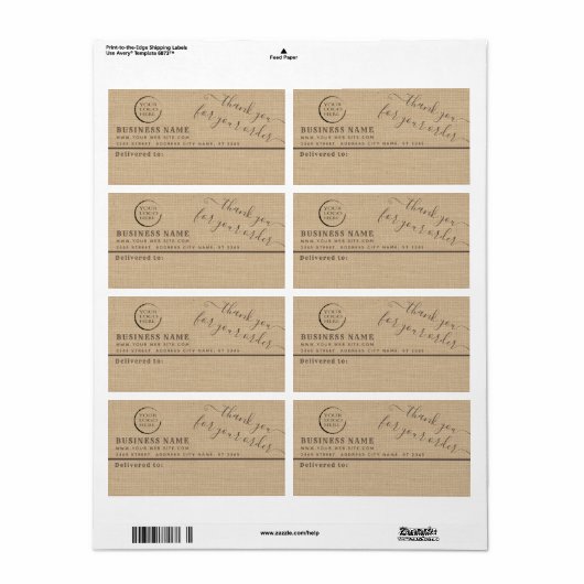 Minimale overlapping bedankt uw zakelijke maillabe etiket (Full Sheet)