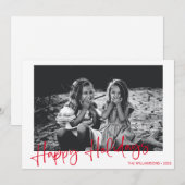 Minimale overlay foto van Red Script Typography Feestdagenkaart (Voorkant / Achterkant)