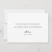 Minimale overlay Weddenfoto Hartelijk dank Bedankkaart (Achterkant)