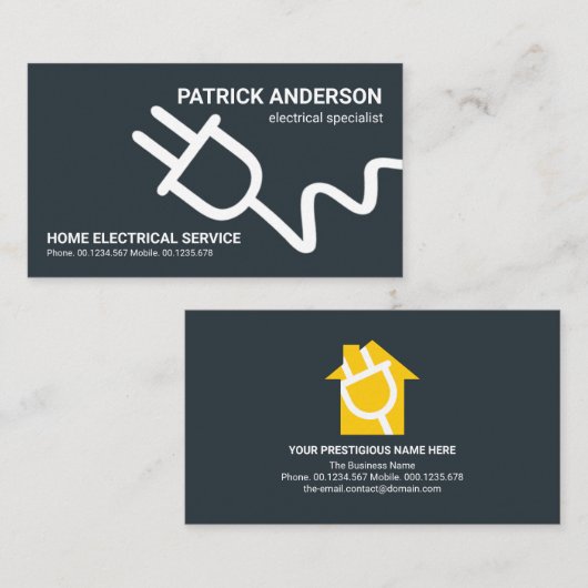 Minimale overmaat elektrische stekker visitekaartje (Voorkant / Achterkant)