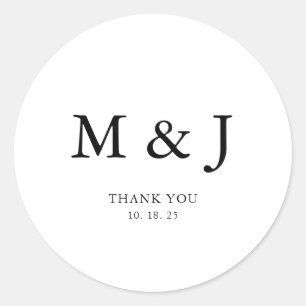 Minimale paar monogram bruiloft Hartelijk dank Ronde Sticker