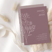 Minimale paardenbloem Paarse witbloemen bruiloft Kaart