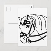 Minimale paardenhoofdretro-stijl Dierkunst Briefkaart (Voorkant / Achterkant)
