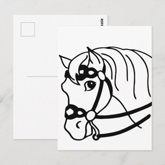 Minimale paardenhoofdretro-stijl Dierkunst Briefkaart (Voorkant / Achterkant)